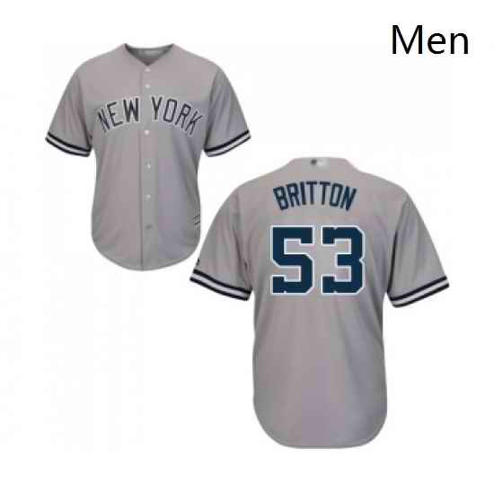 Mens New York Yankees 53 Zach Britton Replica Grey Road Baseball Jersey